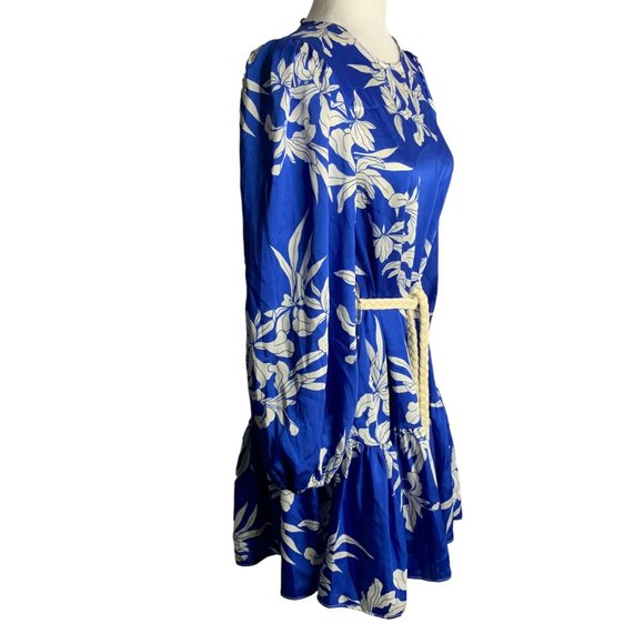 Alexis for Target Mini Dress S Blue White Floral Rope Belt Keyhole - Picture 5 of 6